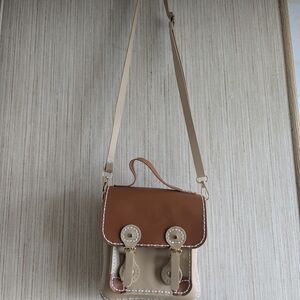Brown and Cream Satchel Bag